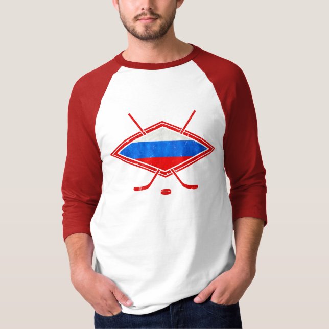 Russian Ice Hockey Flagga T Shirt (Framsida)