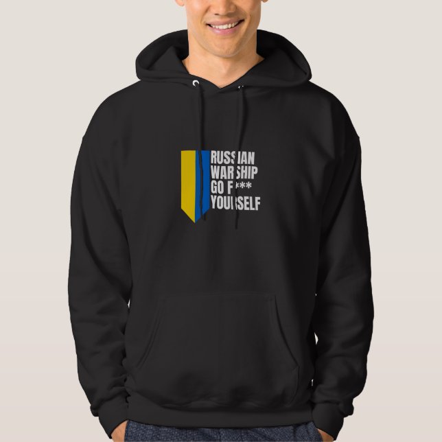 Russian Warship Go F Yourself Essential Hoodie (Framsida)