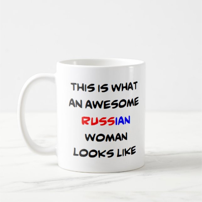 Russisk kvinna, fantastisk kaffemugg (Vänster)