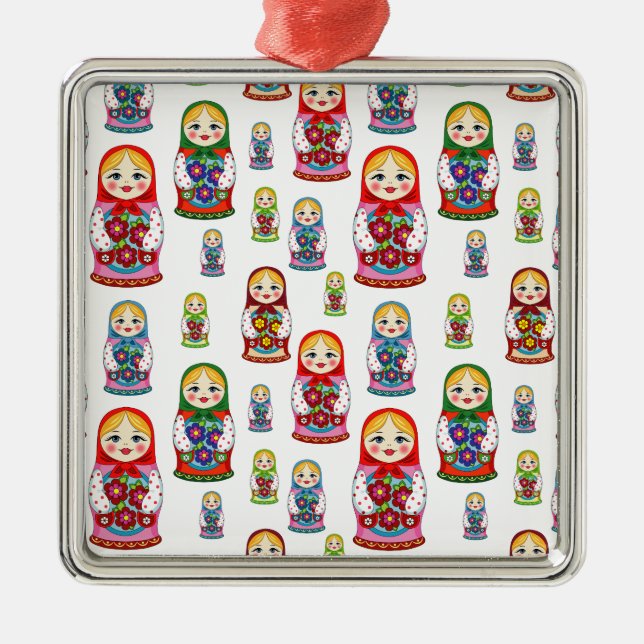 Russiska dockor julgransprydnad metall (Framsidan)