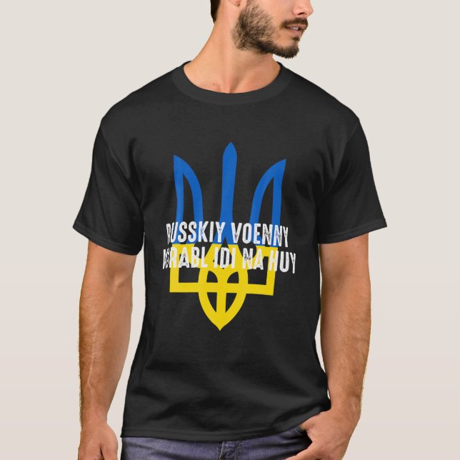 Russkiy Voenny Korabl Idi Na Huy Ukraina T Shirt (Framsida)
