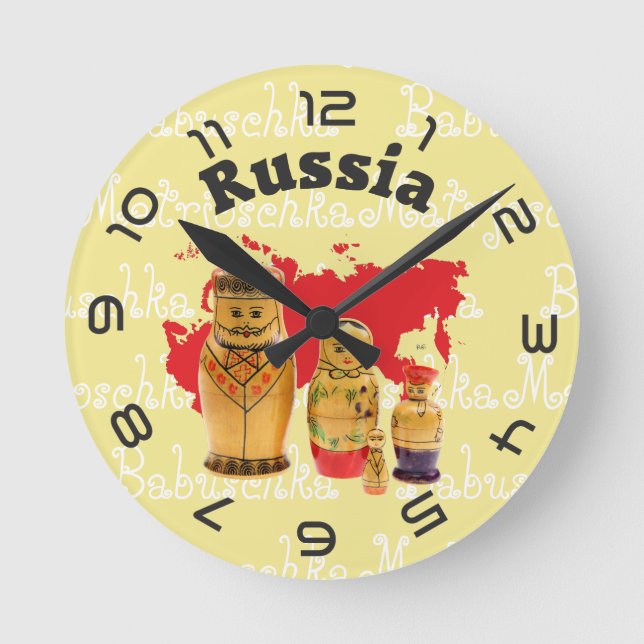Russland - Russia Babuschka - Matrjoschka Wanduhr Rund Klocka (Framsida)