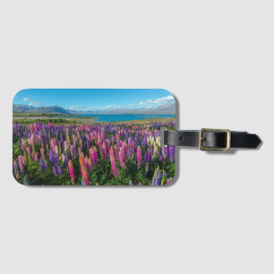 Russle Lupines på sjön Tekapo nyazeeländsk Bagagebricka