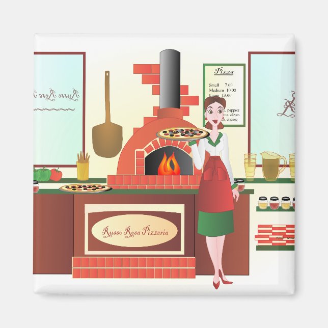 Russo Rosa Pizzeria Magnet (Framsidan)
