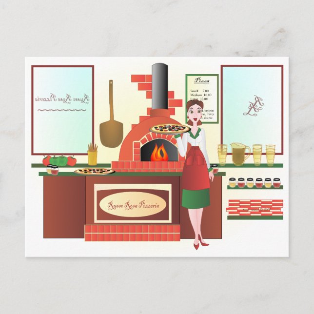 Russo Rosa Pizzeria Vykort (Framsida)