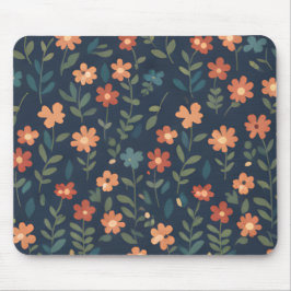 Rust and Coral Daisy Field on Navy Blue Musmatta