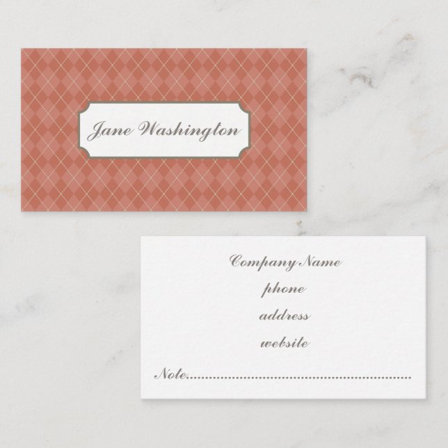 Rust Argyle, Affärskort Visitkort (Fram/baksida)