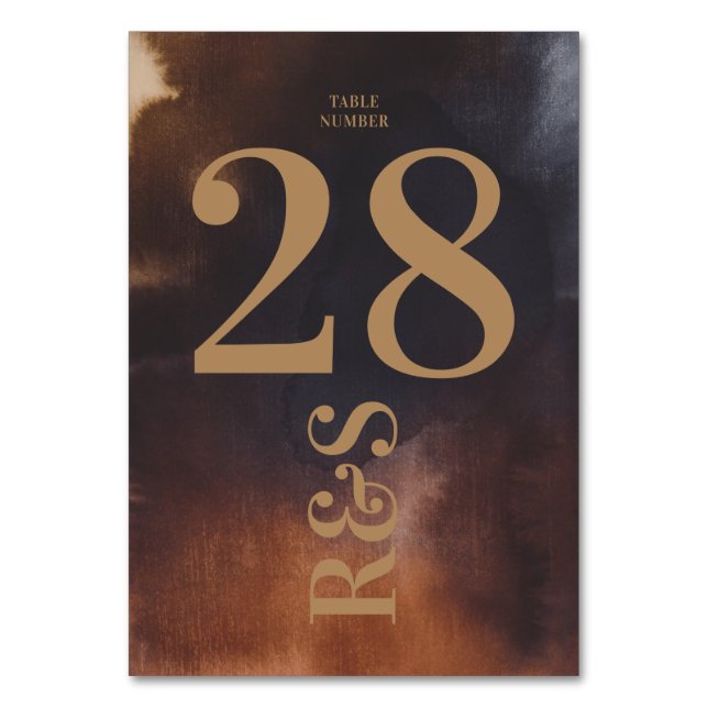 Rust Art Big Monogram Modern djärv, enkel Bröllop Bordsnummer (Framsidan)