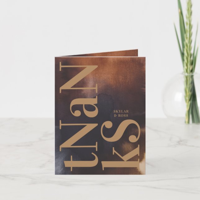 Rust Art Big Monogram Modern djärv, enkel Bröllop Tack Kort (Framsida)