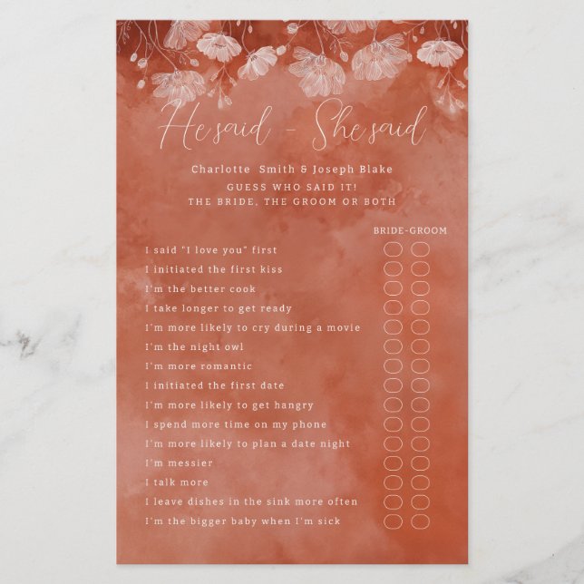 Rust Blommigt sa att hon sa att spel (Framsida)