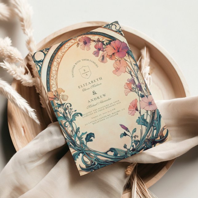 Rust Blue Bloom bröllop Inbjudningar (Skapare uppladdad)