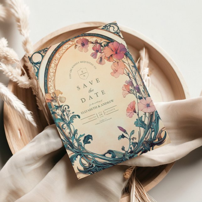 Rust Blue Bloom bröllop Spara Datumet (Skapare uppladdad)