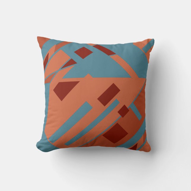Rust Blue Terracotta Diagonal Southwest Art-utseen Kudde (Framsida)