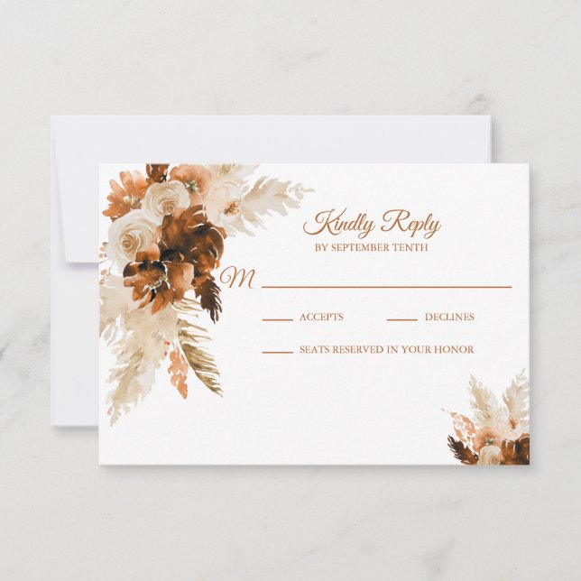 Rust bohemian och Pampas Grass Bröllop OSA Card (Framsida)