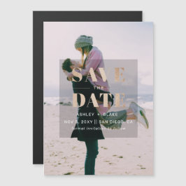 Rust Brown Modern Minimalist Photo Save Date Magnetisk Inbjudningskort