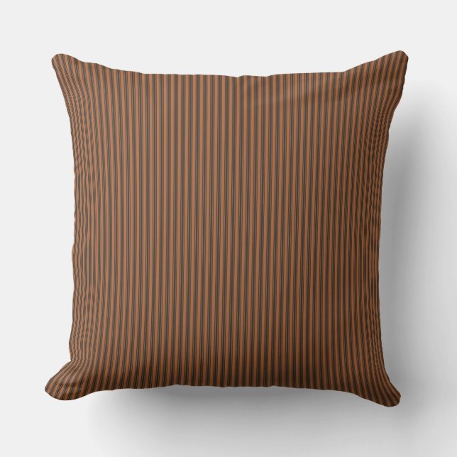 Rust Brown Orange Ticking Rand Kudde (Framsida)