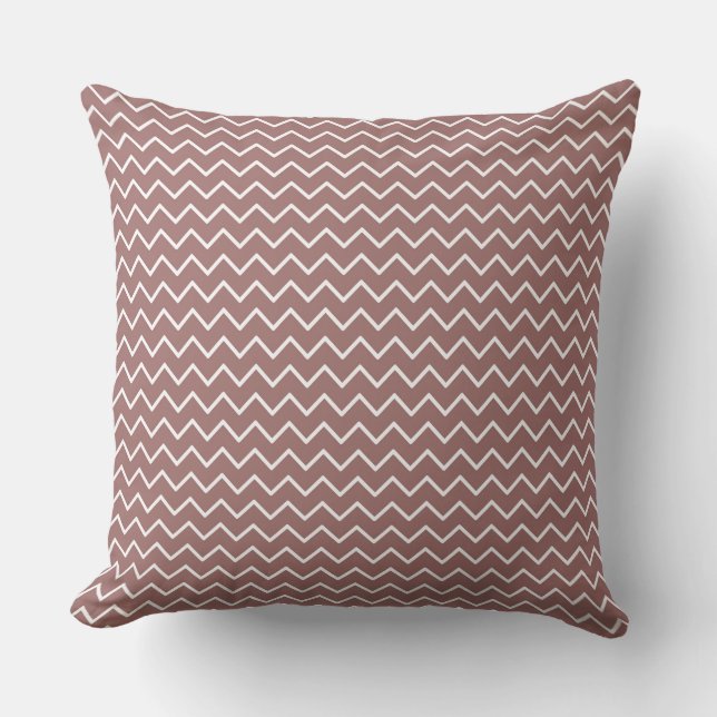 Rust Brown Polka Dot/ Zig Zag Reversible Pillow Kudde (Framsida)