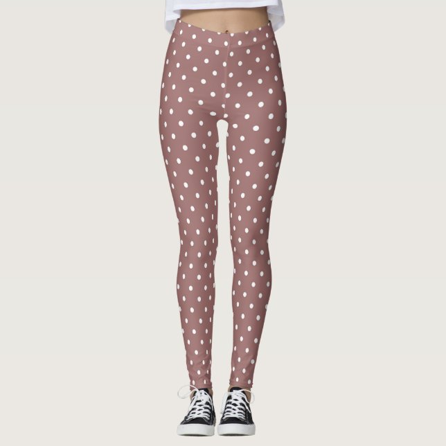 Rust Brown Women's Polka Dot Leggings (Framsida)