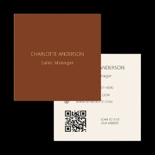 Rust brun beige QR-kodwebbplats Fyrkantigt Visitkort