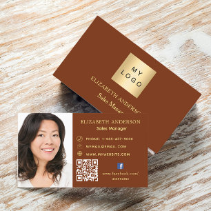 Rust brun logotyp, bild Qr-kod, social-media Visitkort