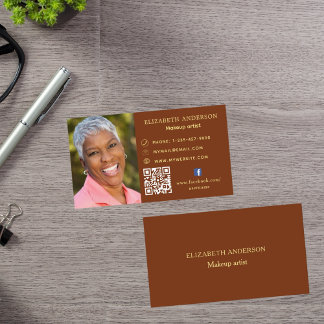 Rust brunt foto Qr-kod social Facebook-ikon Visitkort