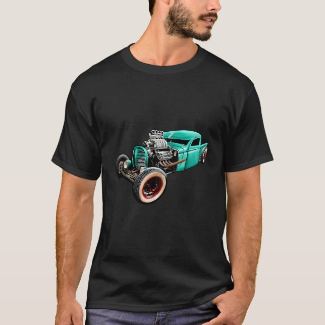 Rust Bucket-kontur för funktionell Hett Retro Rod  T Shirt (Framsida)