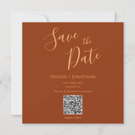 Rust Burnt Orange Spara datum QR-kod Inbjudningar