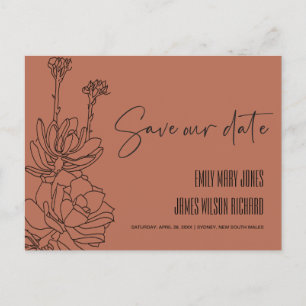 RUST DESERT CACTI SUCCULENT SKETCH SPARAR DATUM MEDDELANDE VYKORT