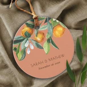 Rust Elegant Citrus Orange Botanical Boho Bröllop Gåvor Etiketter