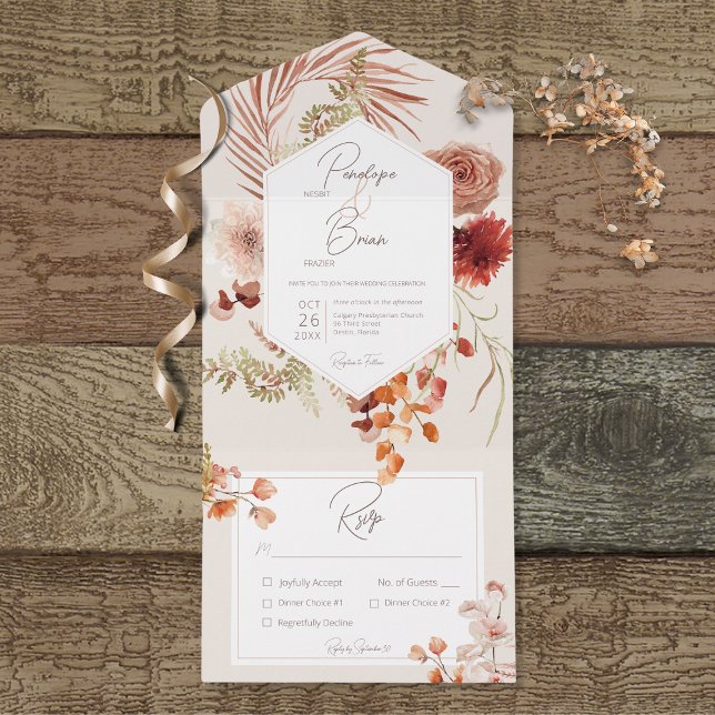 Rust  Fall Boho Blommigt Ram Cream Middag (Skapare uppladdad)