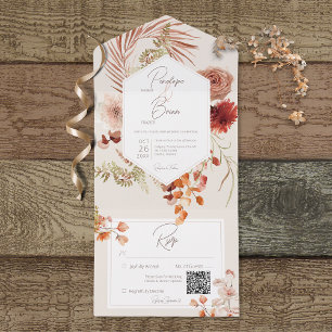 Rust Fall Boho Blommigt Ram Cream QR-kod