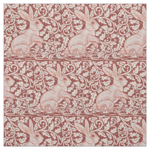 Rust Färg Rabbit & Löv Designer Fabric Tyg