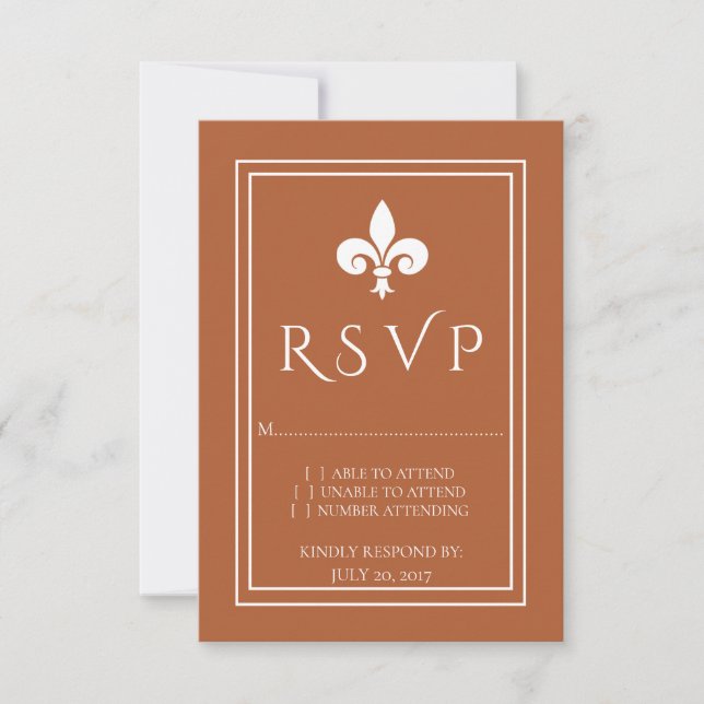 Rust Fleur de Lis Bröllop OSA Card Kort (Framsida)