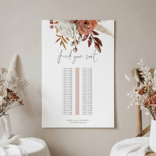 Rust Floral Enkel Bord Bröllop Placeringsplan Poster