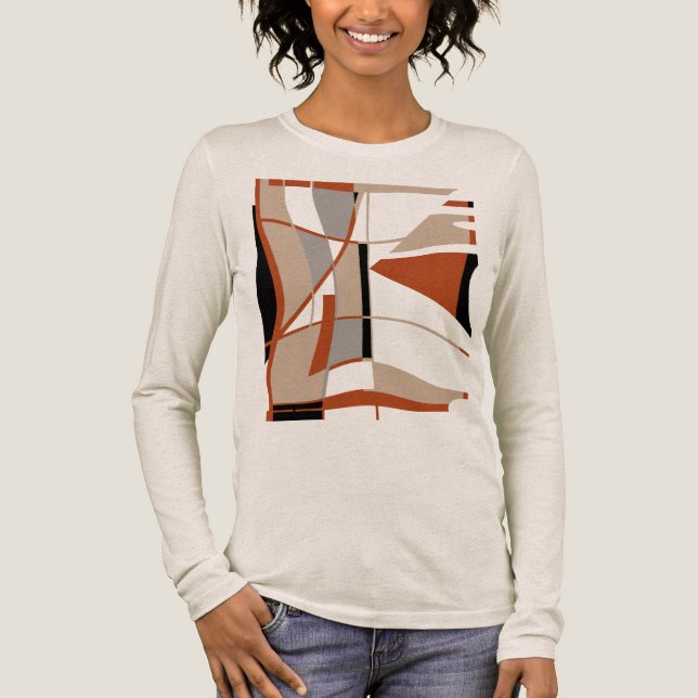 Rust Grått Beige Black Bold Large Shapes Abstrakt T Shirt (Framsida)