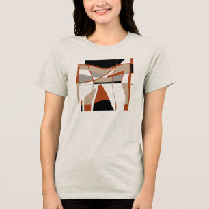 Rust Grått Beige Black Bold Shapes MCM Titta motif T Shirt