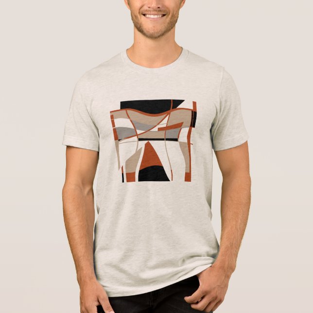 Rust Grått Beige Black Bold Shapes MCM Titta motif T Shirt (Framsida)