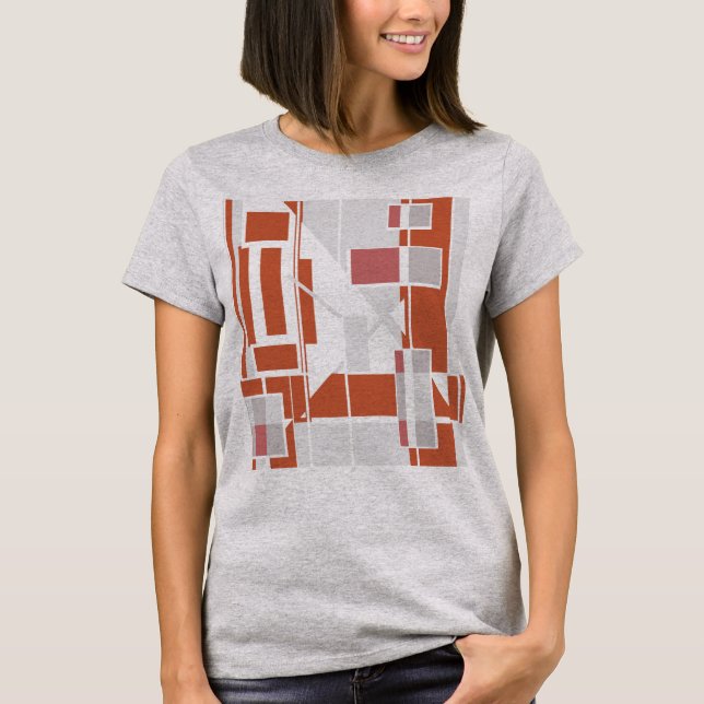 Rust Grått Dusty Ro MCM-utseende Geometrisk Abstra T Shirt (Framsida)