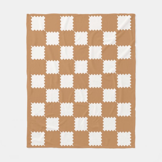 Rust Groovy Checkered Mönster Fleecefilt (Framsidan)