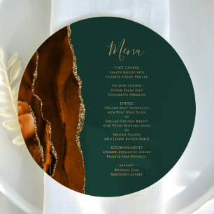 Rust Guld Agate Grönt Round Plate Bröllop Meny