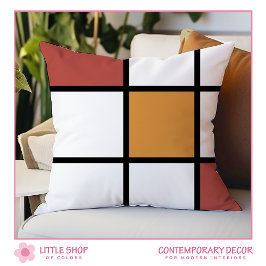 Rust Guld Mondrian Stil Dekorativ kudde