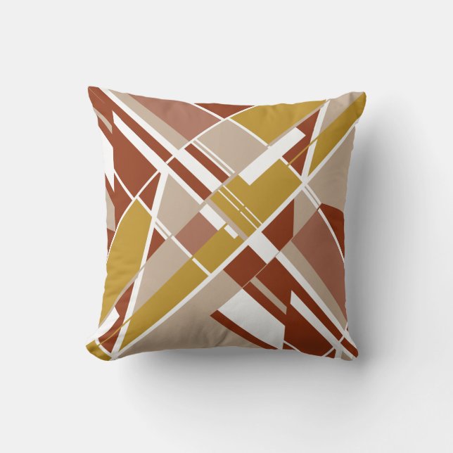 Rust Guld Tan White Diagonal Crisscross Abstrakt Kudde (Framsida)