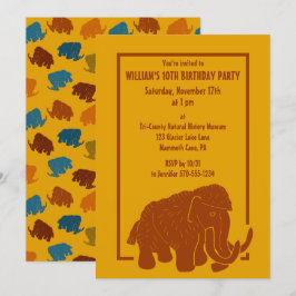 Rust & Guld Tecknad Wooly Mammoth Födelsedagsfest Inbjudningar