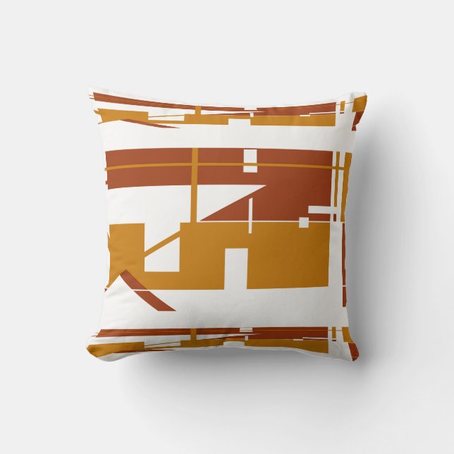 Rust Guld White Southwest Vågrät Abstrakt Kudde (Framsida)