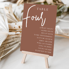 Rust Hand Scripted Bord FYUR + Guest Namn Bordsnummer