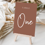Rust Hand Scripted Bord ONE Bordsnummer<br><div class="desc">Enkla kort och kort för bordsnummer av chic i jordton, rosa och vita gör en elegant påstående vid bröllop eller vid händelsen. Designfunktionerna "bord [nummer]" i en ögonetsande blandning av klassisk serif och handskriven skriptskrift. Utformningen upprepas på båda sidor. Individuellt numrerade kort som säljs separat. Beställ varje bordsnummer var för...</div>