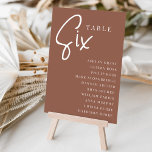 Rust Hand-skript Bord SIX   Guest Namn Bordsnummer<br><div class="desc">Enkla kort och kort för bordsnummer av chic i jordton, rosa och vita gör en elegant påstående vid bröllop eller vid händelsen. Design innehåller "bord [nummer]" i en ögonetsblandning av klassisk serif och handskrivet skript, med enskild gäst namn under. Utformningen upprepas på båda sidor. Individuellt numrerade kort som säljs separat....</div>