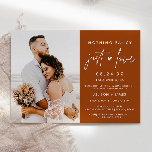 Rust Inget Tjafs Bara Kärlek Elopement Foto Inbjudningar (Skapare uppladdad)