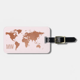 Rust koppar och Ro Guld Rosa World Map Travel Bagagebricka