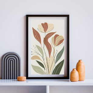 Rust Meadow Whisper I – Minimalistisk Botanisk Bla Poster